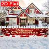 Merry Christmas Fence Banner, Red & Golden Snowflake Design, Durable Polyester Outdoor Lawn Wall Party Decoration