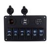 6 Way LED Car Boat Rocker Switch Panel   USB Socket   Cigarette Plug   Voltmeter
