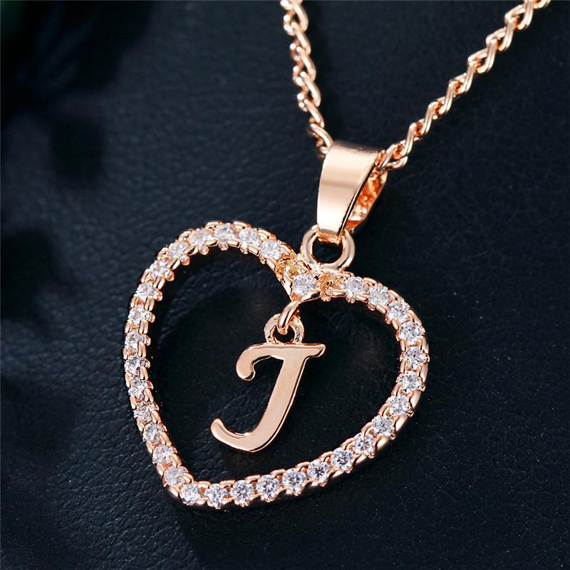 Charming Alphabet Elegant Pendant Initial Letter Simple Exquisite Love Heart Necklace Fashion DIY