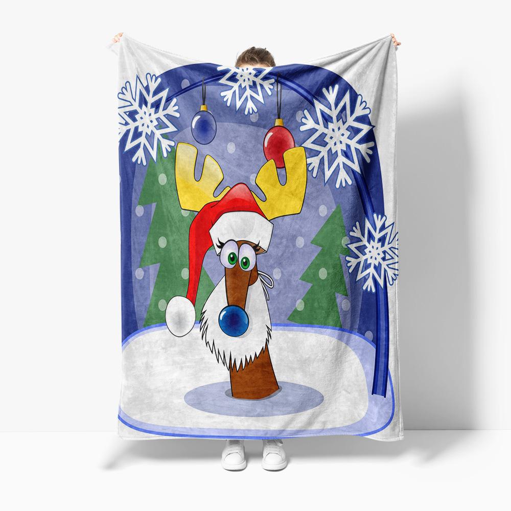 Festive Reindeer Throw Blanket Cozy Christmas Decor Holiday Gift Home Decor Farmhouse Style Warm Throw Soft Fleece Plush Blanket
