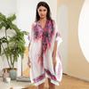 Summer Beach Poncho Printed Sunscreen Cover-up Open Loose Quick Dry Swimsuit Mid Beachwear Cardigan Irregular Length Bikini Shawl