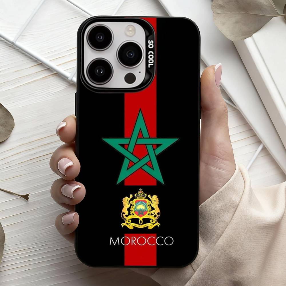 Чехол для телефона с флагом Марокко M-Morocco Для iPhone17,16,15,14,13,12,11 Plus,Pro Max Конфетный Серебряный Покрытие Внутри