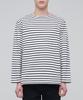 MUSINSA STANDARD Striped Boat Neck Long Sleeve T-Shirt [Ivory/Black]