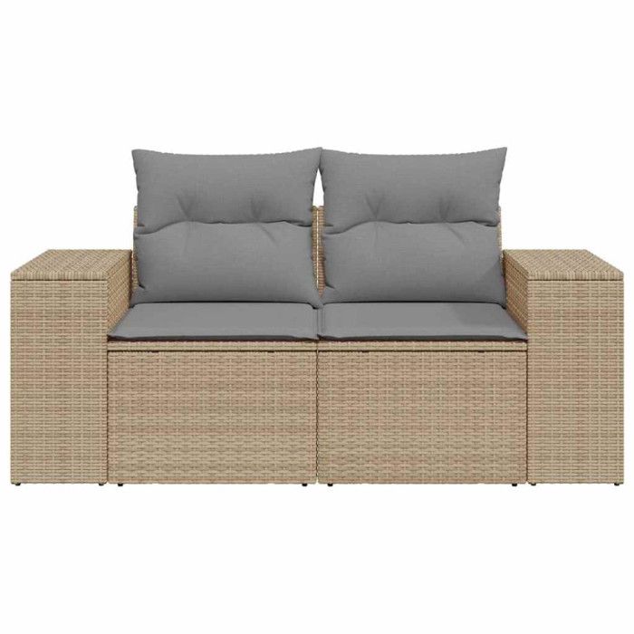 VidaXL Canapé de jardin avec coussins 2 places beige résine tressée 366096