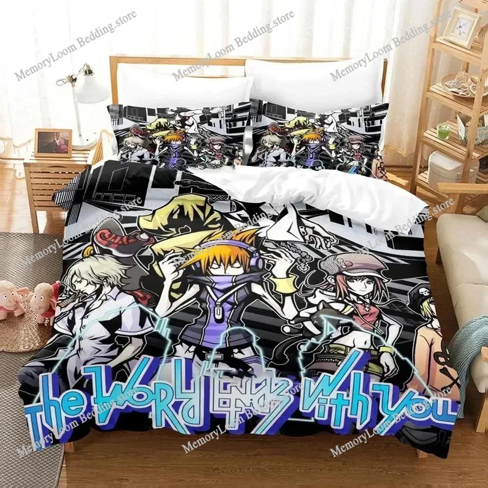 The World Ends with You Неку Сакураба Комплект постельного белья Мультяшный Аниме набор Взрослый Детская спальня Пододеяльник Комплекты 3D Печать Кавайи Аниме