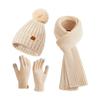 Women's Autumn Winter Knitted Hat, Scarf & Gloves Set