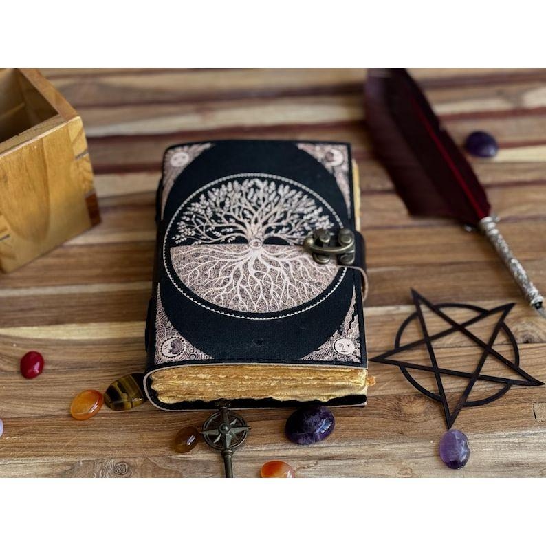 Журнал из кожи Древо жизни - Винтажный кожаный дневник - Красивый журнал Для зарисовок Книга для путешествий Пустая книга заклинаний
