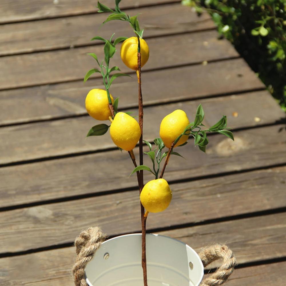 Plastic Artificial Lemon Branch DIY Fake Plants Restaurant Hotel Decoration
