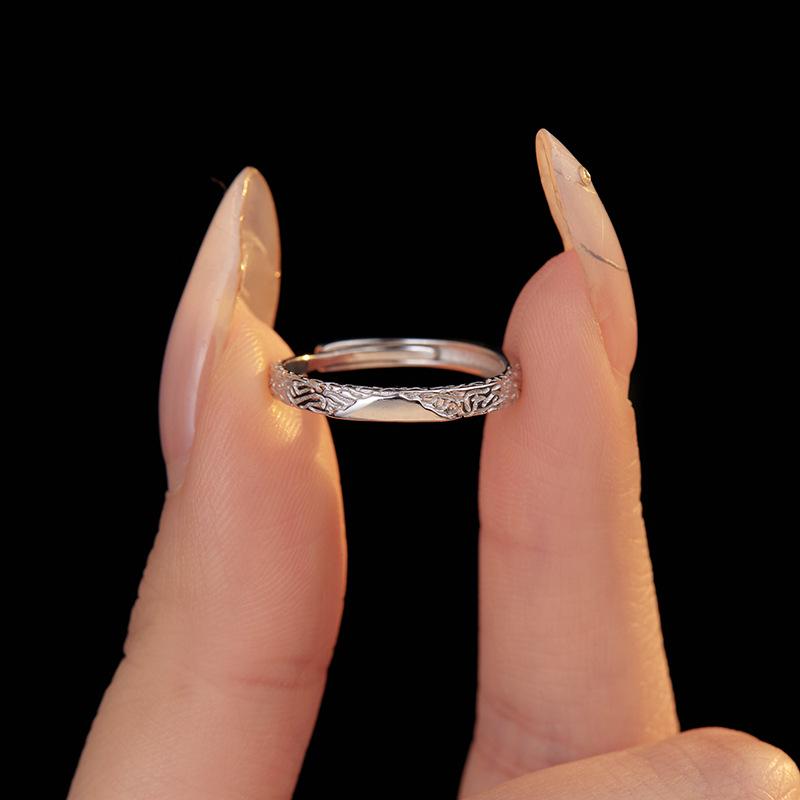 Weilan Heartbeat Кольца из серебра 925 пробы с нерегулярной текстурой для пар - Уникальный дизайн в виде баньянового дерева