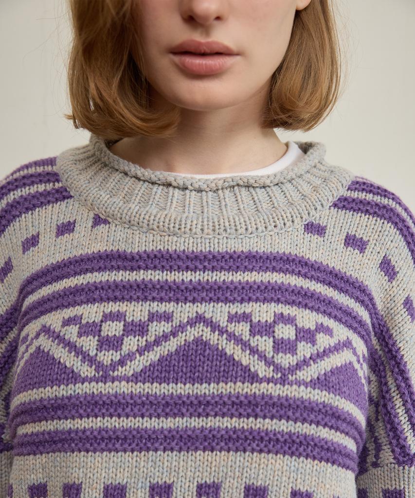 FUNFROMFUN Норвежский свитер с узором Fair Isle, Фиолетовый