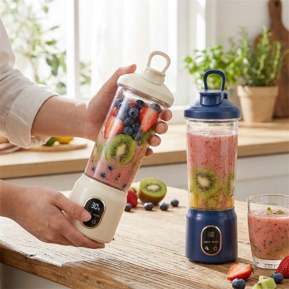 USB Rechargeable Portable Electric Juicer 600ML Capacity Cordless Juice Cup Blender Plastic Digital Display