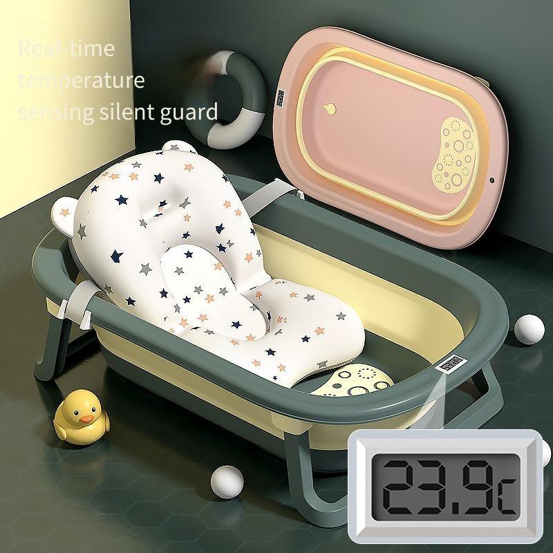 Таз для купания малыша Ванночка для ребенка Складная с датчиком температуры Сидя и лежа Большой размер Ведро для купания новорожденного