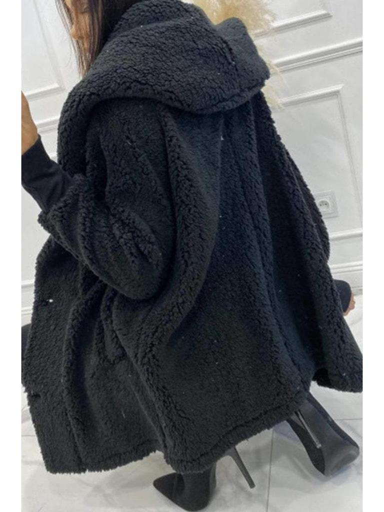 Autumn/Winter 2024 Plush Hooded Women's Coat - European & American Style