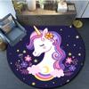 Круглый ковер с принтом единорога из мультфильма, ковер для кухни, спальни, ковер для детской комнаты, детский игровой коврик, коврик для ванной комнаты