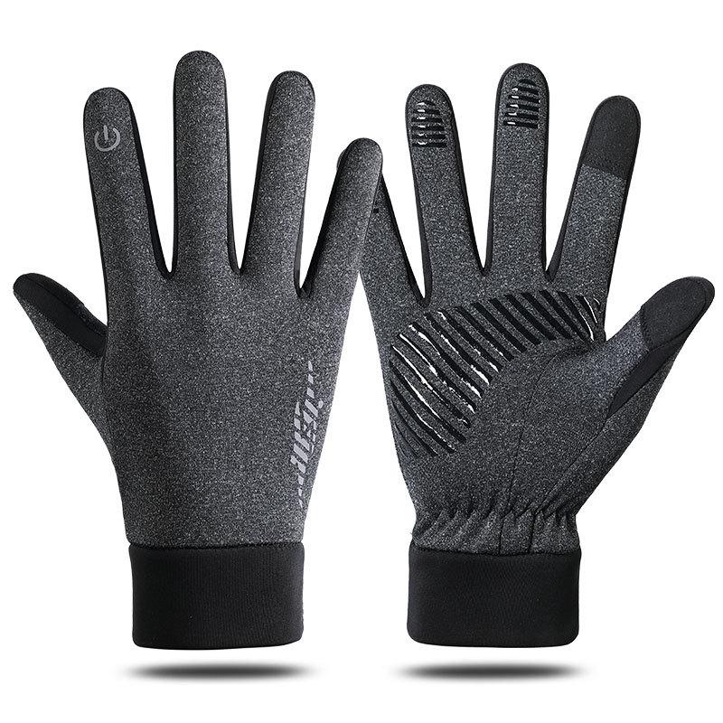 Men's Winter Windproof Waterproof Fingerless Touchscreen Cycling Gloves - Warm Fleece for Outdoor Sports