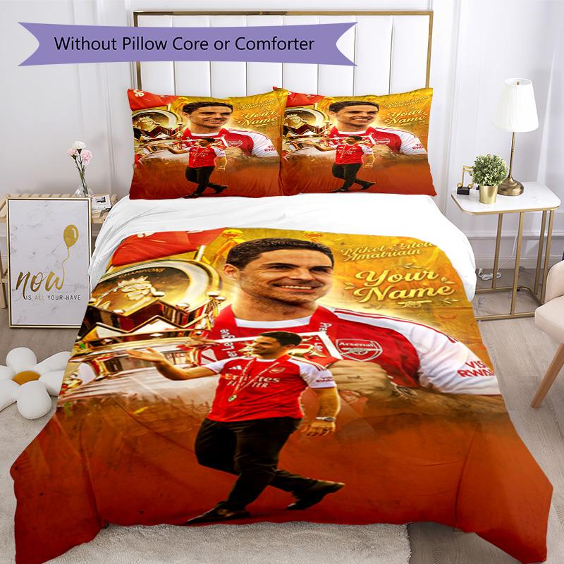 Arsenal Football Player Customizable Name Bed CoverBed Suitable for Bedrooms Soft Bedding Home Decor Birthday Christmas Gift Idea