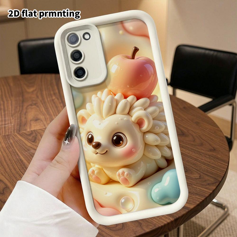 Phone Case: 2D flat design suitable for Samsung Galaxy A34 A35 M05 M06 S20 S22 S21 FE Plus 5G protective case, milky white hedgehog, perfect Christmas