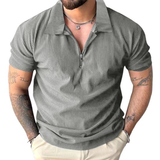 Мужская футболка с застежкой-молнией и лацканами, однотонная, с короткими рукавами, повседневная, свободная, летняя футболка для гольфа, уличной одежды, пляжа, путешествий