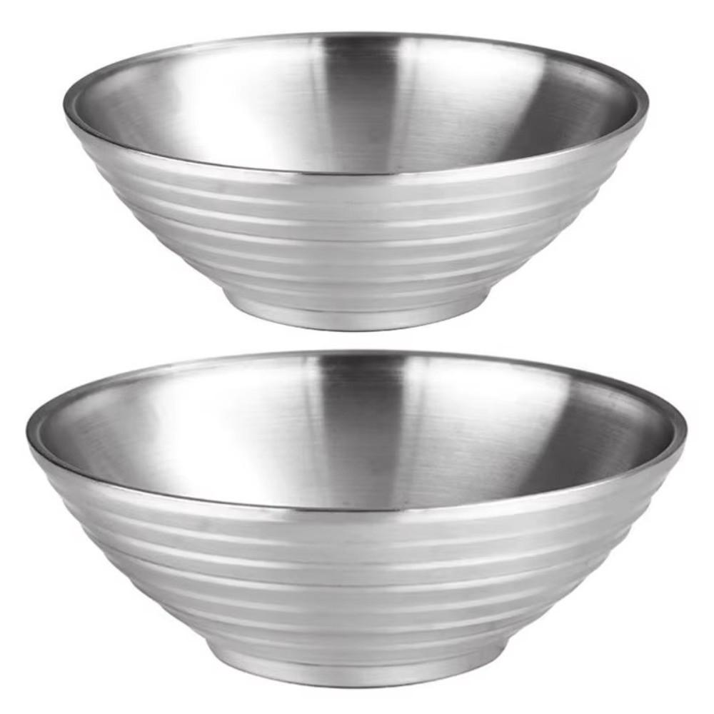 New 304 Stainless Steel Bamboo Hat Bowl Double Anti Scalding Japanese Bowl Threaded Ramen Bowl Pickled Cabbage