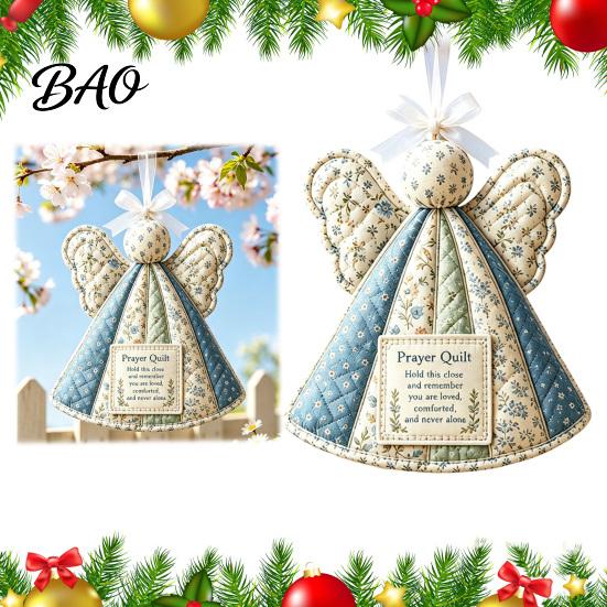 Soft Fabric Christmas Decor Prayer Quilt Angel Ornament, Filled Love Faith Decoration, Decorative for Mantel Handmade Quilted Keepsake Xmas Tree, Door