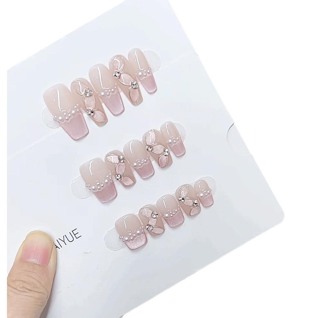 Pure Hand-made Phototherapy Wearable Nail Silky Streamer Finished Reusable Nail Patches