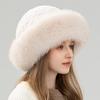 Осенне-зимняя шапка из кроличьего меха рекс женская корейская версия теплая защита ушей меховая шапка лисий мех панама универсальная показывает маленькое лицо