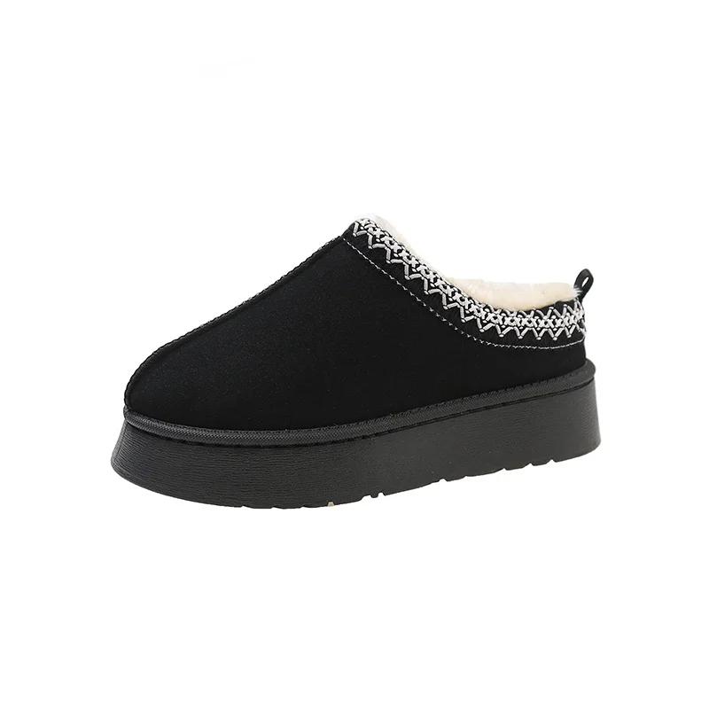 Новые зимние модные женские зимние теплые замшевые лоферы из кожи, женские туфли-лодочки на плоской подошве, туфли без каблуков, 2024