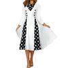 Платье миди с квадратным вырезом и половиной рукавом, высокой талией и принтом в горошек, женское платье с большим подолом, рабочая одежда