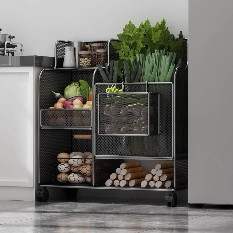 JINGRX Multi-functional Multi-tier Kitchen Storage Rack with Wheels