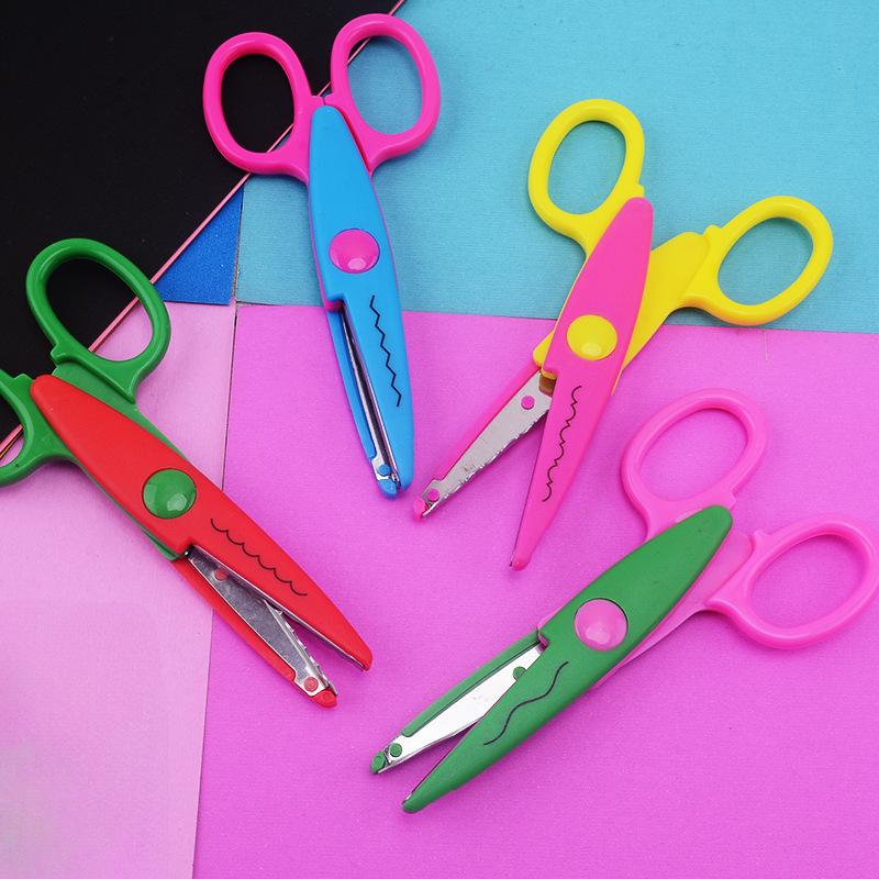Metal and Plastic DIY Scrapbooking Photo Colors Paper Cuttings Lace Diary Decoration Safety Scissors Household Laciness Scissors