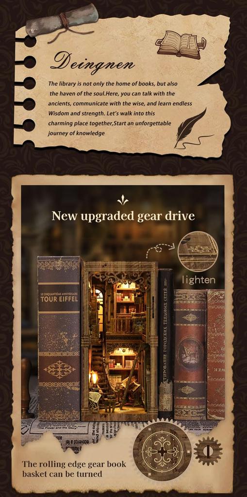 IT Anywhere BookNook Набор Европейская Учебная Комната Кукольный Домик Светодиодные Огни 3D Пазл Сделай Сам