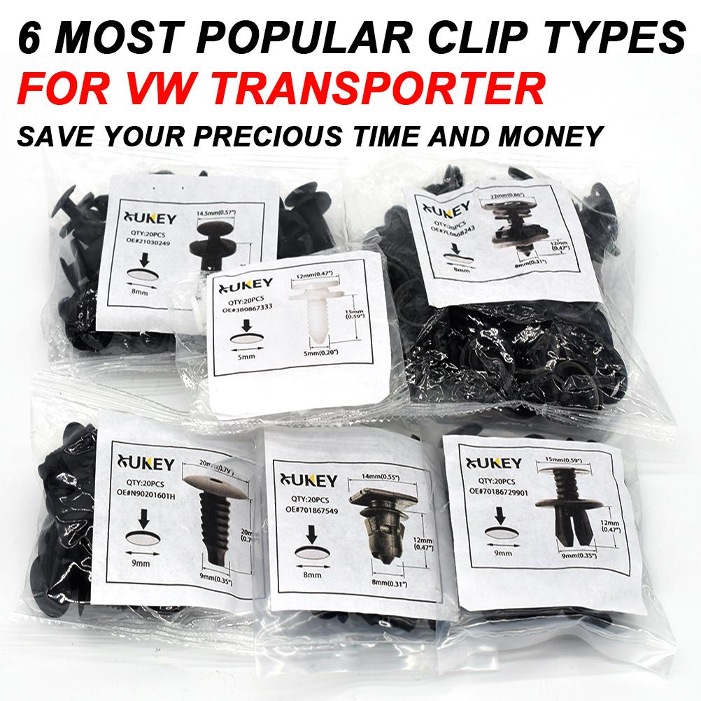 120 шт. набор заклепок для бампера, зажимов для отделки дверей автомобиля, брызговиков на крыше багажника, крепежных деталей, комплект 120X для VW Transporter T4 T5 T6