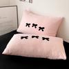 Black Bow Embroidery Duvet Cover 3 Pieces Set Girl Adult Bedroom Pink Decor Quilt Cover Solid Color Bedding with 2 Pillowcases