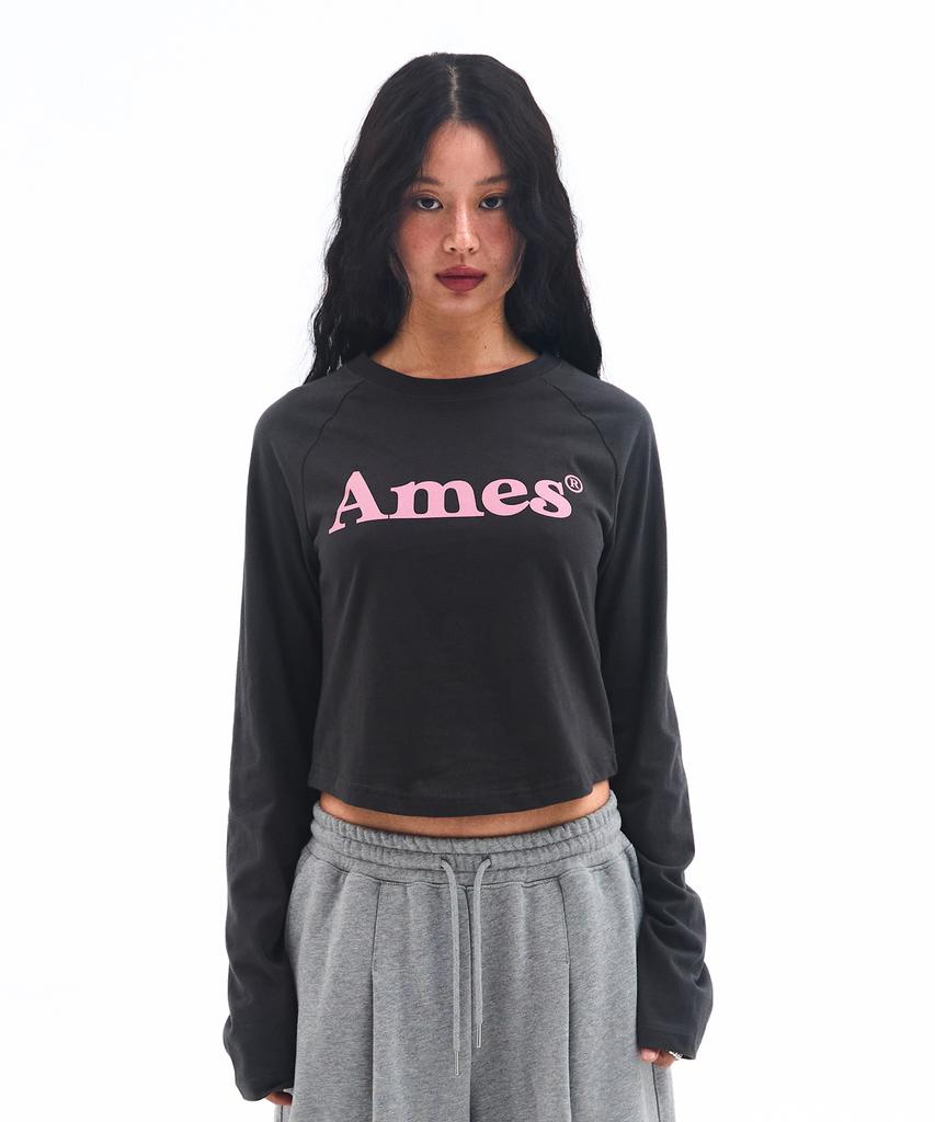 AMES-WORLDWIDE Basic Logo Longsleeve Tee Charcoal
