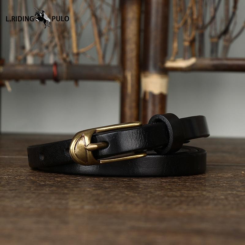 Женский тонкий ремень Медная пряжка в форме туфли с курткой Женский из чистой коровьей кожи Ретро Модный тренд Узкий ремень