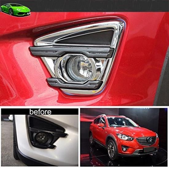 2pcs Chrome Front Fog Light Lamp Frame Cover Trim Fit for Mazda CX-5 CX5 2016