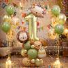 Forest Party Balloon Set Cute Animal Head Tiger Lion Giraffe Balloon, 32 inch Digital Balloon Jungle Theme Birthday Decoration