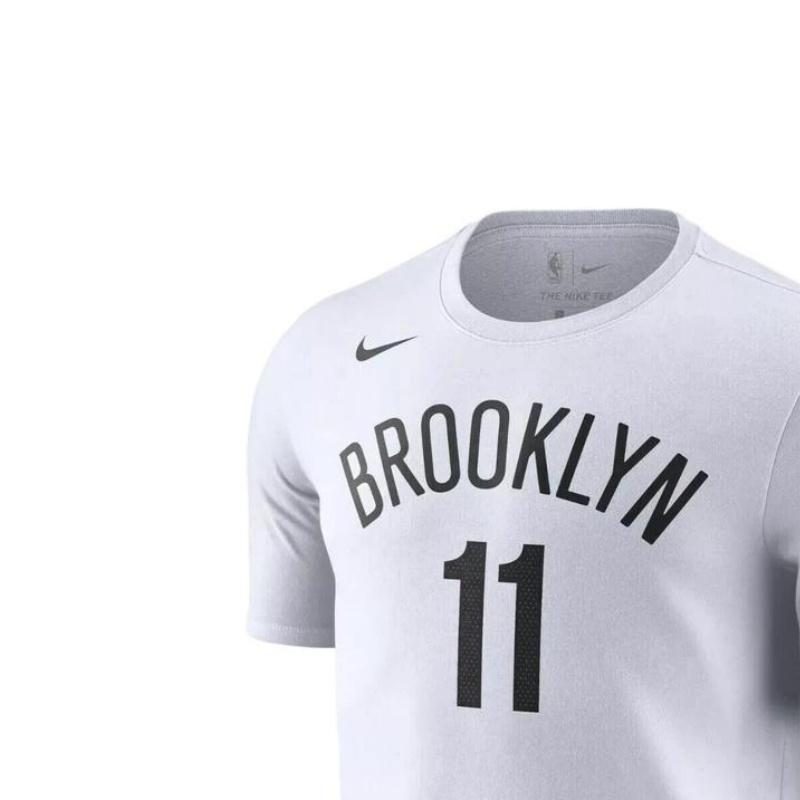 Nike X Коллаборация НБА Бруклин Нетс Кайри Мягкая Удобная Приятная к коже Универсальная Футболка с коротким рукавом Унисекс Топы Белый CV8504-109