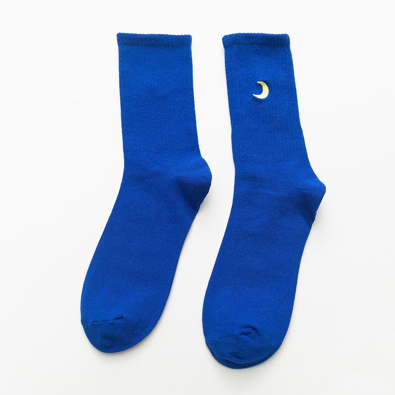 Popular Embroidery Cute Sun Cloud Moon Pattern Candy Color Socks Custom Women Girls Slouch Socks
