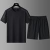 Очень большой летний спортивный костюм мужской ледяной шелк тонкий с коротким рукавом мужские шорты быстросохнущий красивый комплект из двух предметов