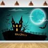 Halloween Horror Night Party Family Gathering Pumpkin Lantern Evil Witch Black Castle Cemetery Forest Background Cloth backdrop