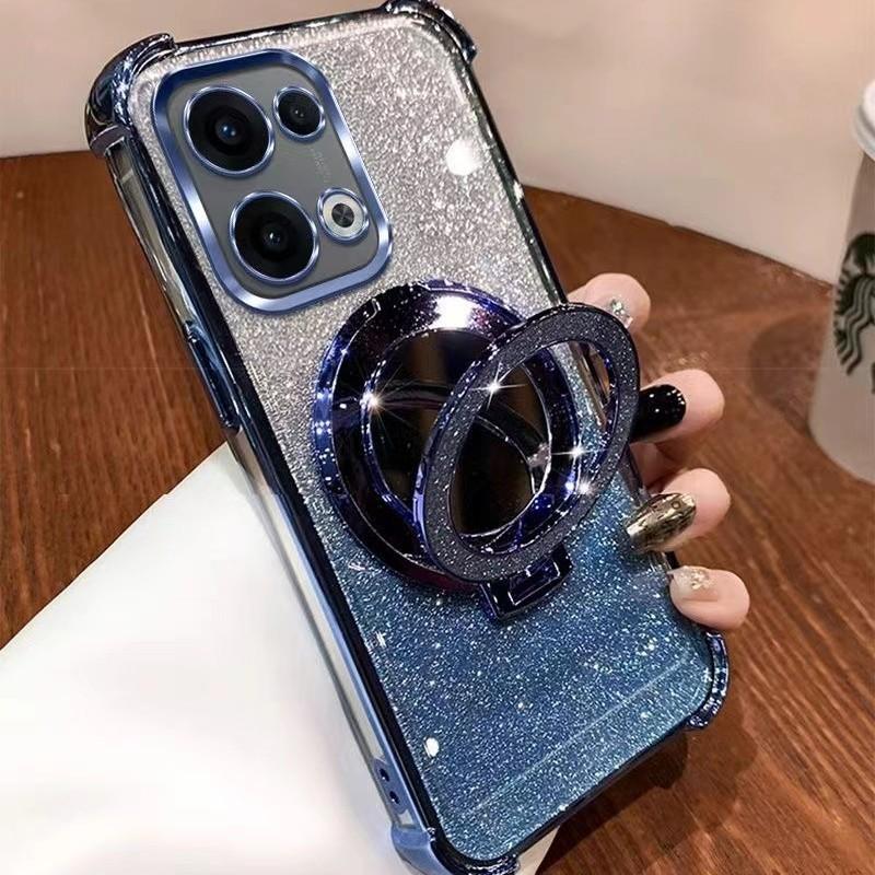 Подходит для чехла мобильного телефона OPPOFindx9, блестки по углам, зеркало для макияжа reno16 противоударный защитный чехол a6 новый модный