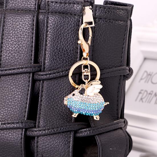 Модный брелок со стразами, инкрустированный летающей свиньей, брелок для ключей, подвесное украшение