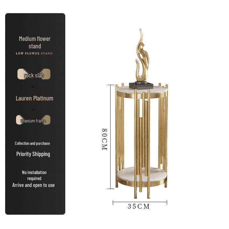 Marble TV Cabinet & Flower Stand: Stainless Steel Living Room Storage Rack