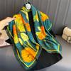 Print Satin Silk Square Scarf Hijab Women Bandana 90CM Headscarves Neckerchief Ladies Muffler Shawl Wrap Foulard Headband