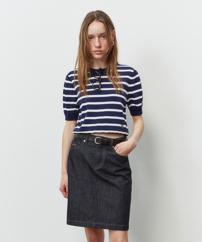 Plack Woman Classic Midi Denim Skirt 051 Low