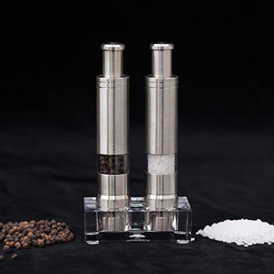 Набор для измельчения соли и перца одной рукой Cool Grinder. Мельница для специй с акриловой подставкой.
