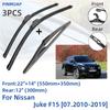 For Nissan Juke F15 07.2010-2019 Front Rear Wiper Blades Brushes Cutter Accessories J Hook 2011 2012 2013 2014 2015 2016 2017 2018