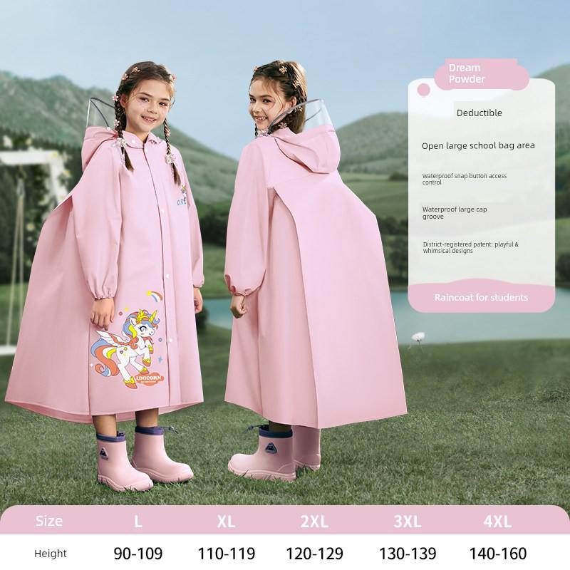 Children's Raincoat for Girls, Long Loose-Fitting Style with Large Backpack Space, Full-Body Storm-Proof Student Rain Poncho for Boys, Specifically