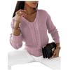 Autumn and Winter Women's Plus Size Sweater Long Sleeve V-Neck Solid Color Twist Casual Knit Pullover Top